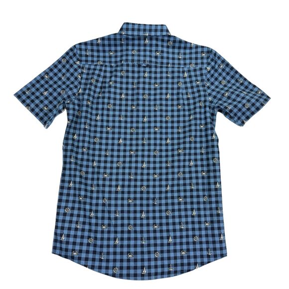 Club Room Mens Peter Classic Fit Maritime Check Poplin Button Down Shirt Blue S - Picture 4 of 4